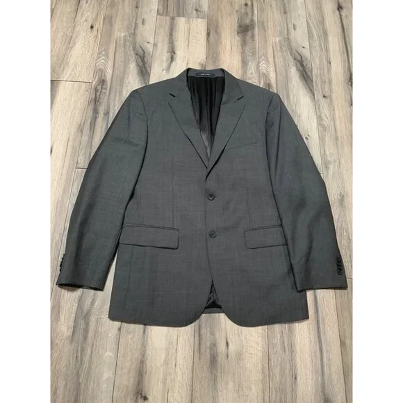 Awareness Kenneth Cole Mens 40R Gray Stripe Sports Coat 2 Button Duel Vent