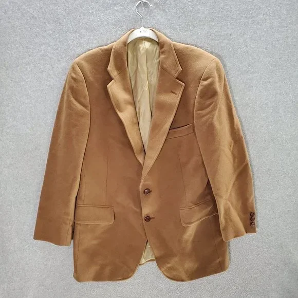 Rudy Harris Men Blazer Jacket Medium Brown Camel Hair‎ Button Up Pockets Collar