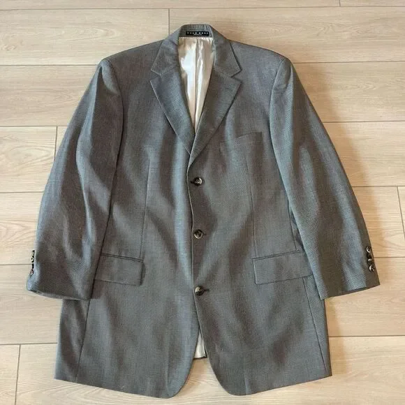 Hugo Boss Mens Suit Blazer 46L Super 140 100% Virgin Wool L34 Preppy Prom‎
