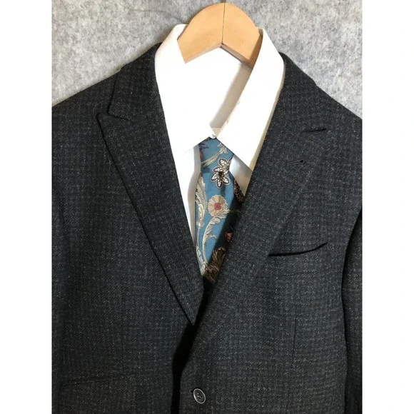 Joseph Abboud Blazer Mens 42R Black 100% Wool Tweed Joe Business Casual 2 Button