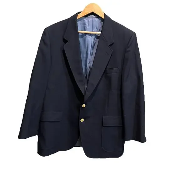 Christian‎ Dior Monsieur Navy Gold Buttons Hand Tailored Mens Blazer Size 48