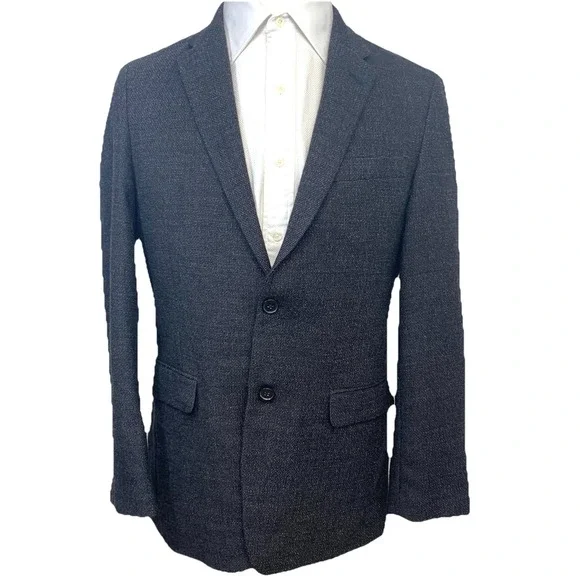 Tommy Hilfiger Sport Coat Blazer Black Tweed 40 R Wool  2 Button Business  Work
