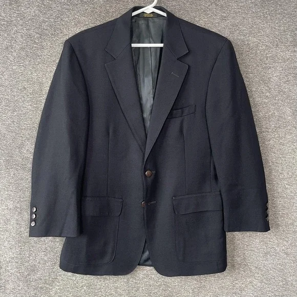 Orvis Blazer Mens 46 Navy Blue Wool Tweed Sport Coat Jacket Lined Classic Fit