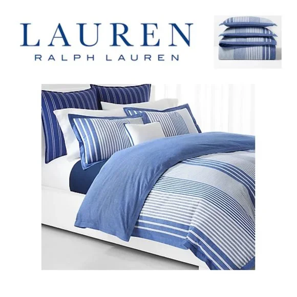 3 Pc Set Lauren Ralph Lauren Heath Stripe King Duvet