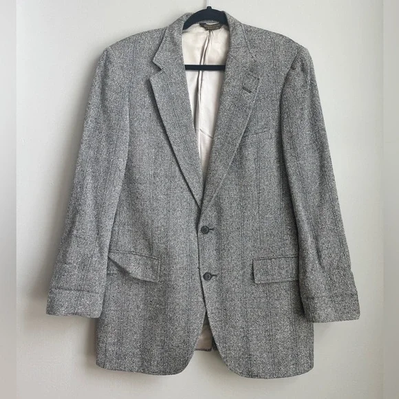 Vintage Bespoke Barrister Gray Tweed Two Button Men’s Blazer Sz 42R