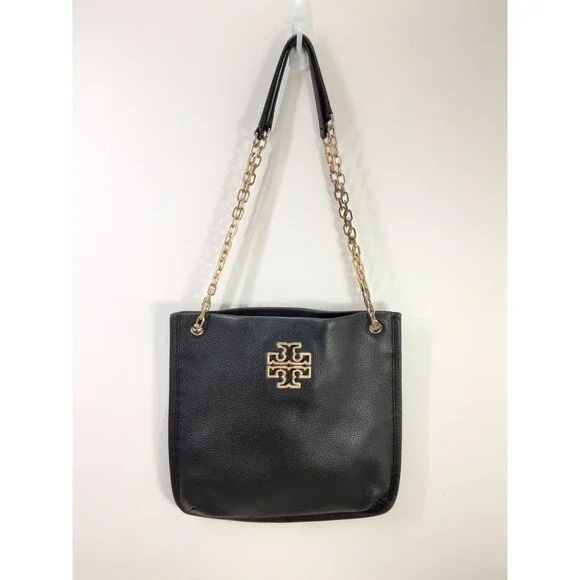 Tory Burch Black Pebbled Leather Crossbody Bag Shoulder Handbag Convertible