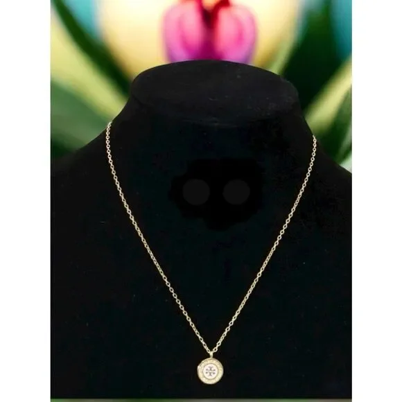TORY BURCH 18K GOLD PLATED NECKLACE DOUBLE FACE.