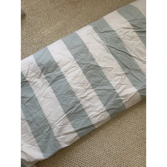 Pottery Barn Coastal Striped King Organic Cotton Duvet Cover. Cottage Country