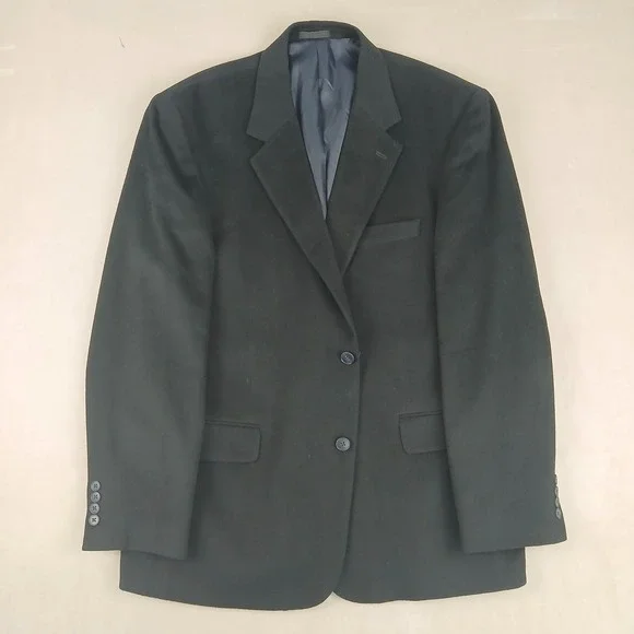 Andrew Fezza 42S Mens Blazer Jacket Wool Silk Cashmere Black 22x31 44S
