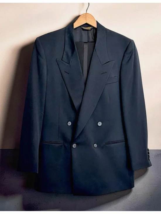 Nino Cerruti Men’s Double-Breasted Tuxedo | Black | Luxury Formalwear | 40R