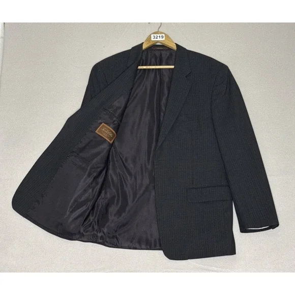 Tasso Elba Sport Coat Blazer 40R Charcoal Gray Wool Pin Stripe