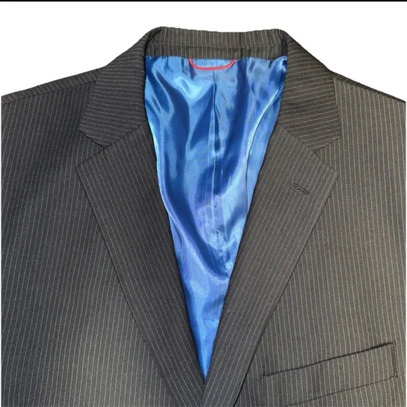 Billy London UK Pinstripe Suit Jacket 40 L Black Modern Academia Professional
