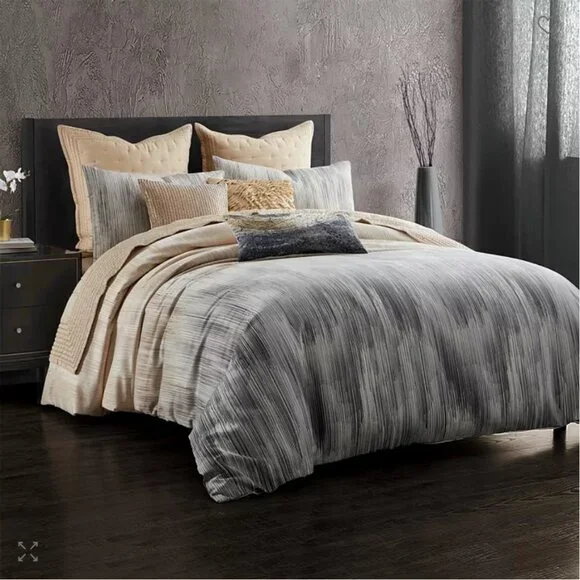 Donna Karan Home Ember King Duvet Cover Charcoal - Gold