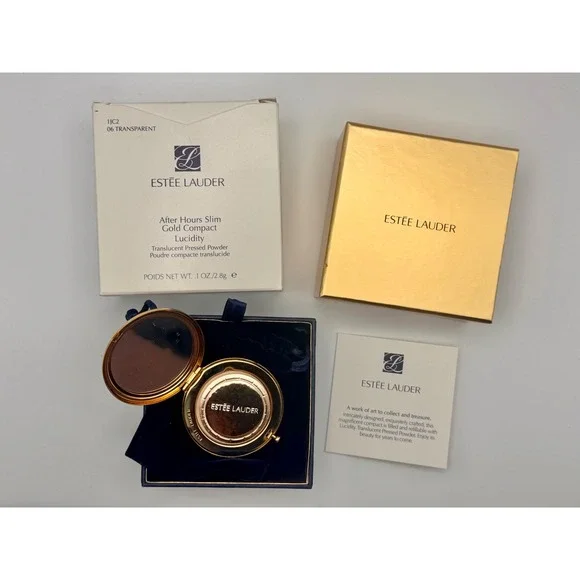 Estee Lauder After Hours‎ Slim Gold Lucidity Translucent Pressed Powder Compact