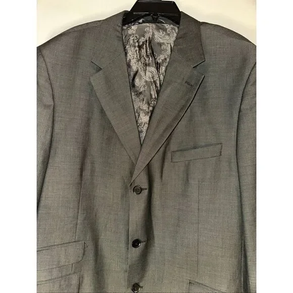 Steve Harvey Blazer Mens 48L Gray 3 Button Model Supreme Suit Jacket