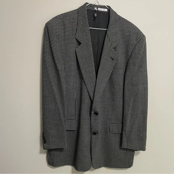 Hugo Boss‎ Black and White Houndstooth Blazer Size 44 R