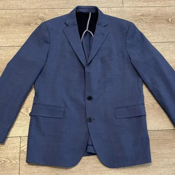 Cole Haan Grand OS Blazer Jacket 2 Button Blue Men’s 44R Wool Spandex Blend‎