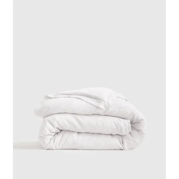 Quince Full / Queen European Linen Double Flange Duvet Cover White $154