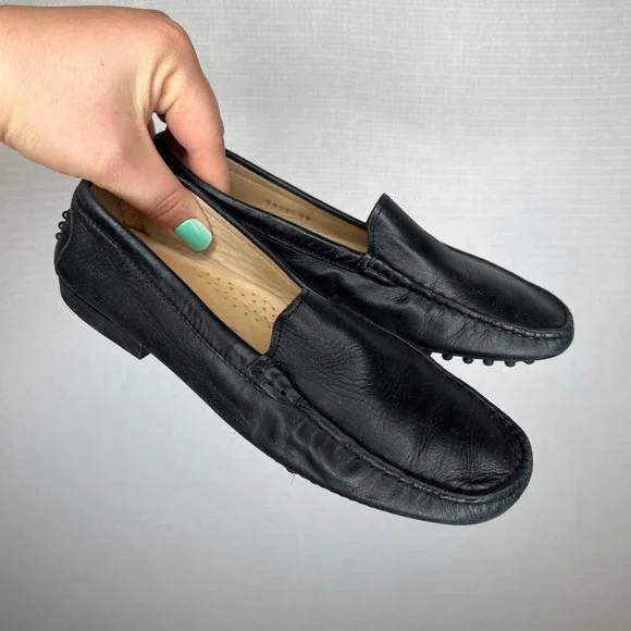 Michael Pasinkoff Black Leather Driving Loafers Made in‎ Italy Size 35 9852