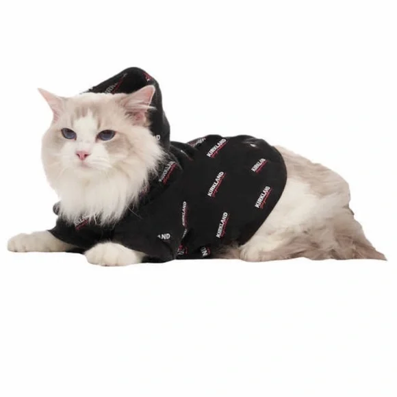 BLACK Kirkland Signature Logo Pet Hoodie for Cat / Dog