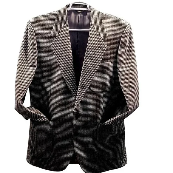VTG Linett LMT Wool Blazer Dark Academia Poetcore Houndstooth Jacket Mens SZ 44