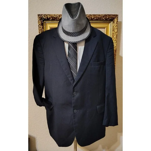 Jos. A. Bank Traveler's Collection Navy Blue 100% Wool Blazer Sport Coat 48R‎