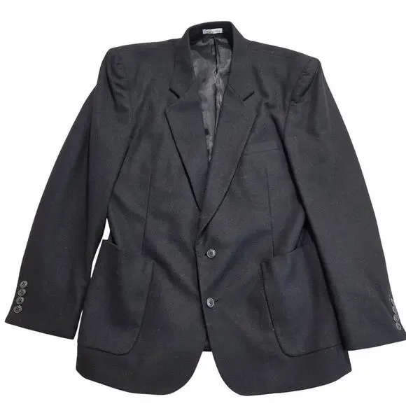 Vtg Cellini Collection Men's Wool Cashmere Blend Blazer 2-button Black Sz 40R