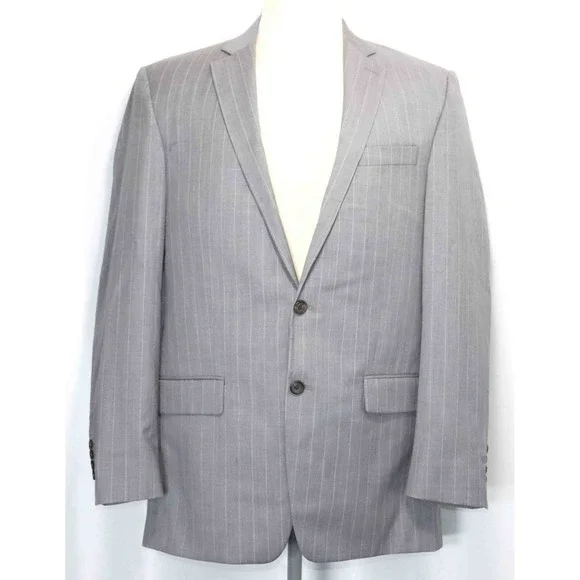 Polo Ralph Lauren Blue Label Gray Pinstripe Blazer Jacket Mens Size 42L