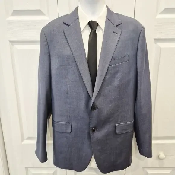 Bonobos Men's Athletic Fit Blue Wool Modern Sport Coat Blazer Suit Jacket Sz 42L
