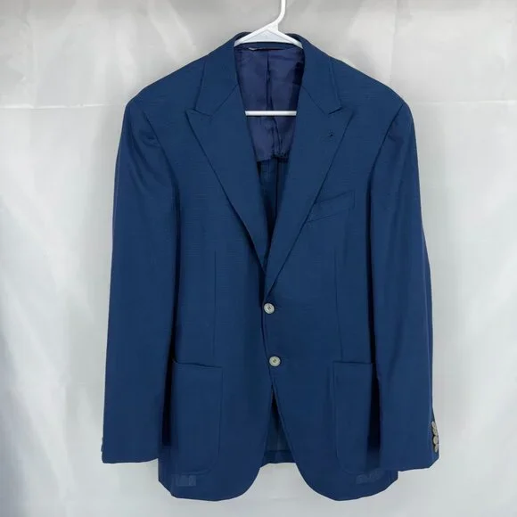 Canali Men 34R Kei Blazer Travel Sport Coat Blue Career Work Water Resistant
