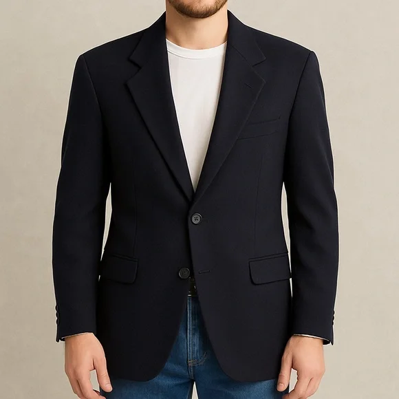Oscar de la‎ Renta Men's Elegant Black Wool Blazer