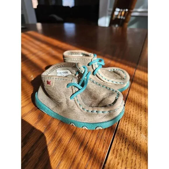 TWISTED X‎ CHUKKA DRIVING MOCS SIZE Baby Size 2 BROWN Teal ICA0008
