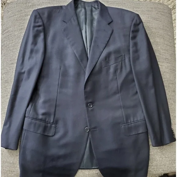 Ermenegildo Zegna Men's Navy‎ Blue 3 Button Roll 2 Button Blazer Size 46 Regular