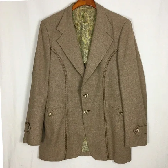 J.‎ Howard Ltd. Vintage 70s Men's Western Blazer Sports Coat Tan