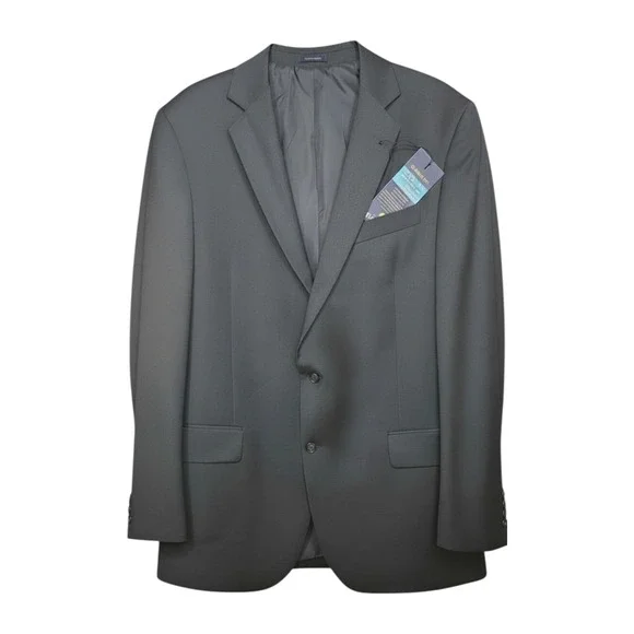 Stafford Mens Classic Fit Wool Blend COOLMAX Blazer Jacket Black 44 Long‎ NEW