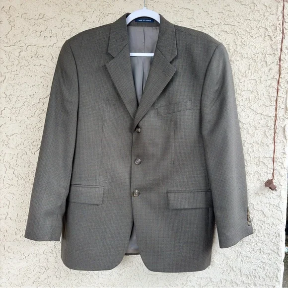 Ralph Ralph Lauren Men 40S Brown Houndstooth Wool Suit Jacket Sport Coat Blazer