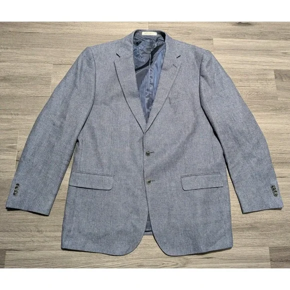 Joseph Abboud Men's Blue Tessuti Sondrio Unstructured Linen Cotton Blazer 46L