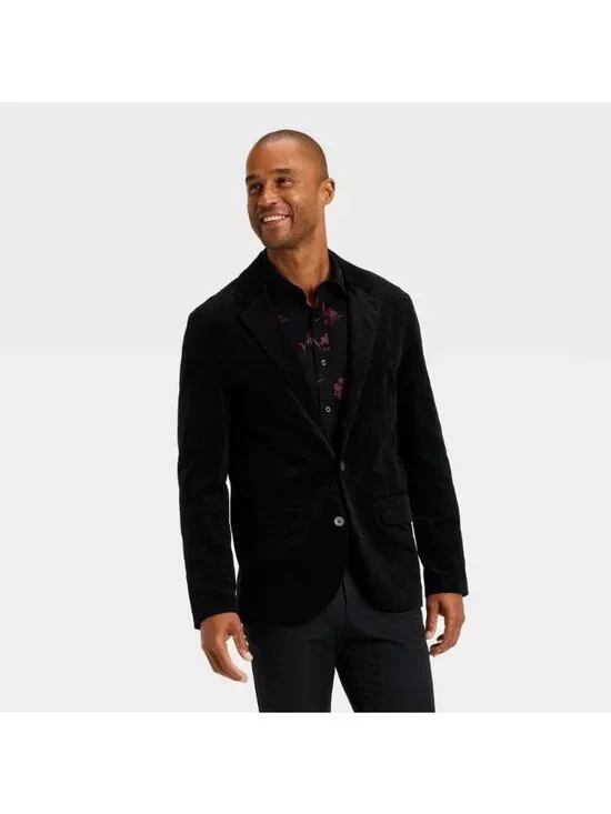 Goodfellow Men's Solid Black Velvet Feel Sports Coat Blazer -- Size XXL 50/52
