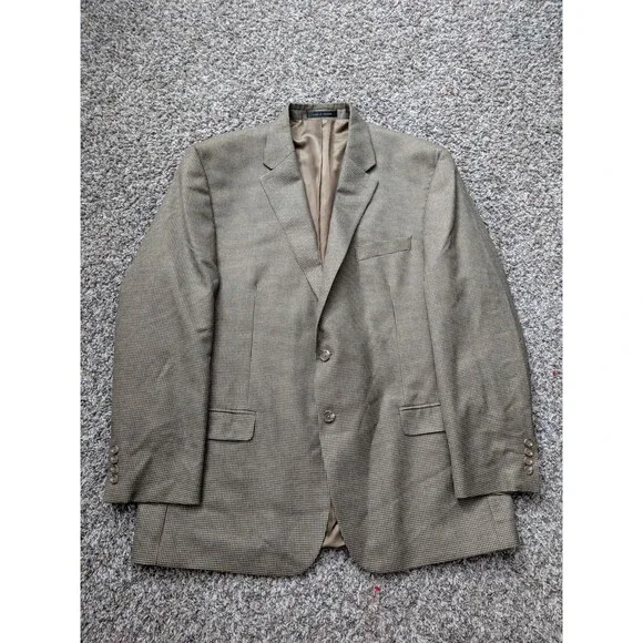 Chaps Blazer Mens 46R Brown Herringbone Sport Coat Suit Jacket