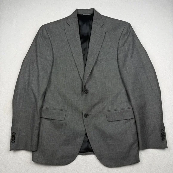 Jack Victor Suit Jacket Mens 39R Gray Geometric Wool Orleans 2 Button Canada