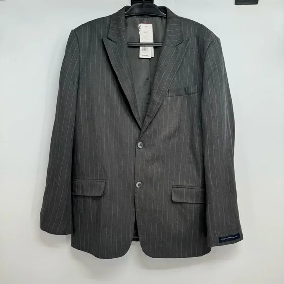 NWD French Connection Men's 100% Linen Gray Blazer Sport coat Men’s 44 Striped