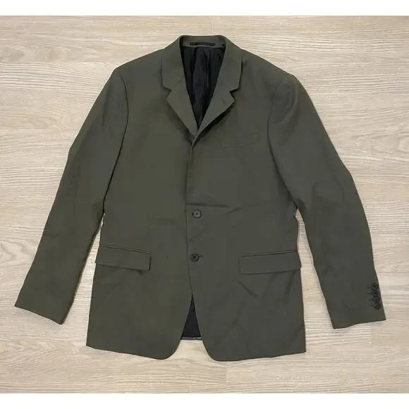 Theory Traceable‎ Wool Twill Sport Coat Jacket Mens 42R Green 2 Button