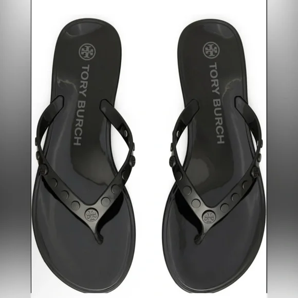 TORY BURCH Studded Jelly Flip Flop in Black Size 8 New