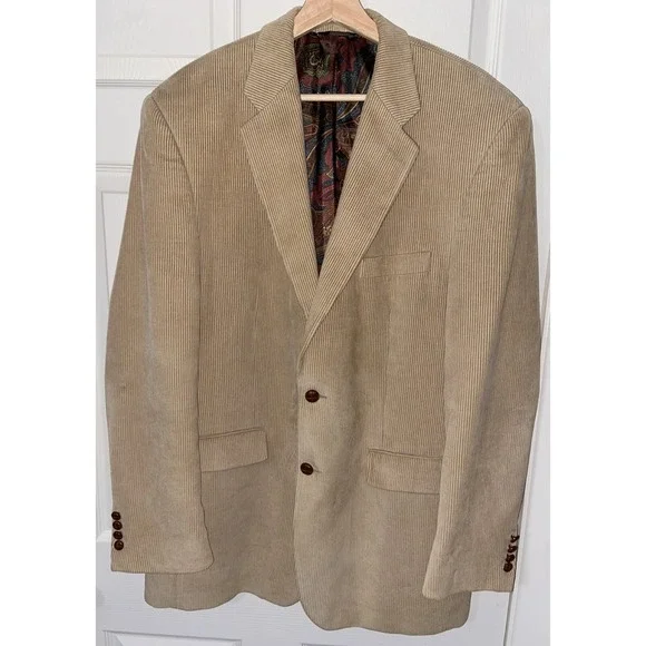 Lauren Ralph Lauren Men's Corduroy Coat Blazer Two‎ Button Brown Paisley 42L