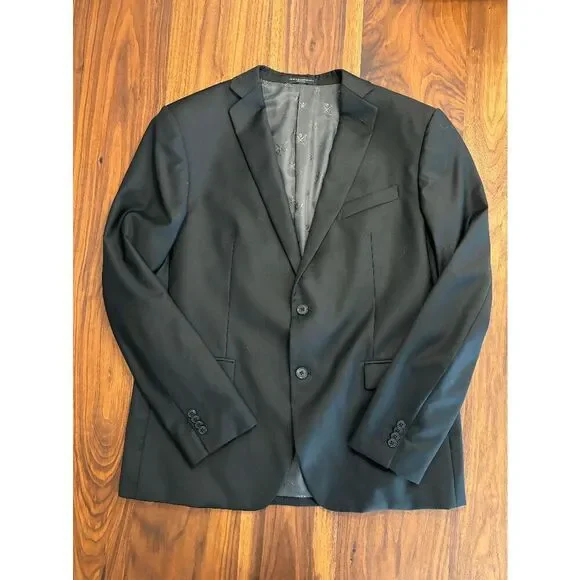 John Varvatos Men's Black Notch Lapel Long Sleeve Solid USA Blazer Size 39