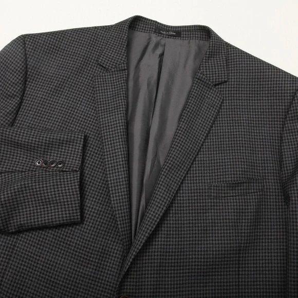 MICHAEL Michael Kors Blazer Sport Coat Mens 56R Gray Check Wool Two Button