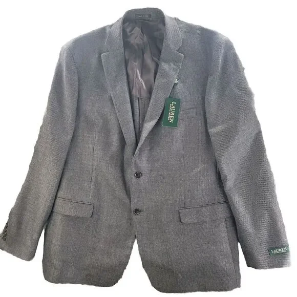 Polo Ralph Lauren Blazer Charcoal Gray Mens‎ 50 L 100% Wool Jacket - MSRP: $400