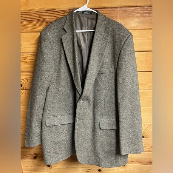 Men’s TownCraft brown herringbone tweed blazer wool/lambswool‎ size 48L