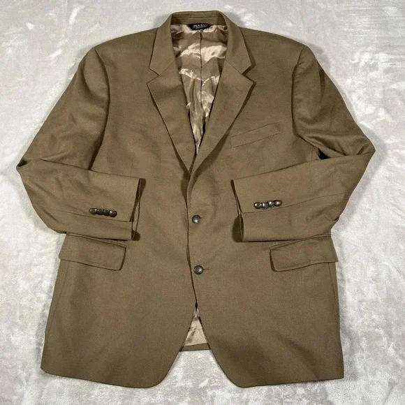 Jos. A. Bank Blazer Mens 48R Beige Wool Cashmere Jacket Sport Coat Made Portugal