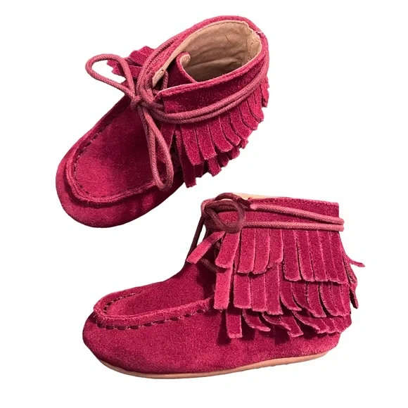 Your Tay Aspen Fringe Leather Moccasins Booties